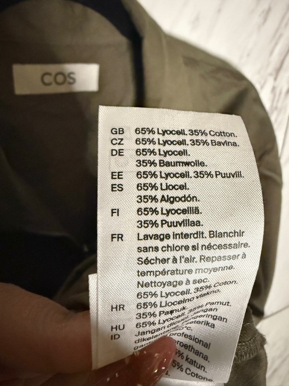 LIKE NEW COS Zipped Twill Olive Khaki Front Workwear Minimalist Jacket SZ L - Picture 7 of 8